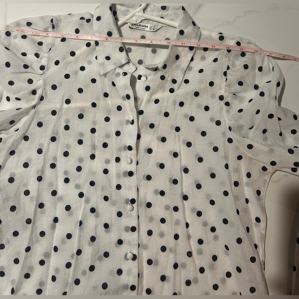 Stradivarius Black and White Polka Dot Shirt - Picture 5 of 7